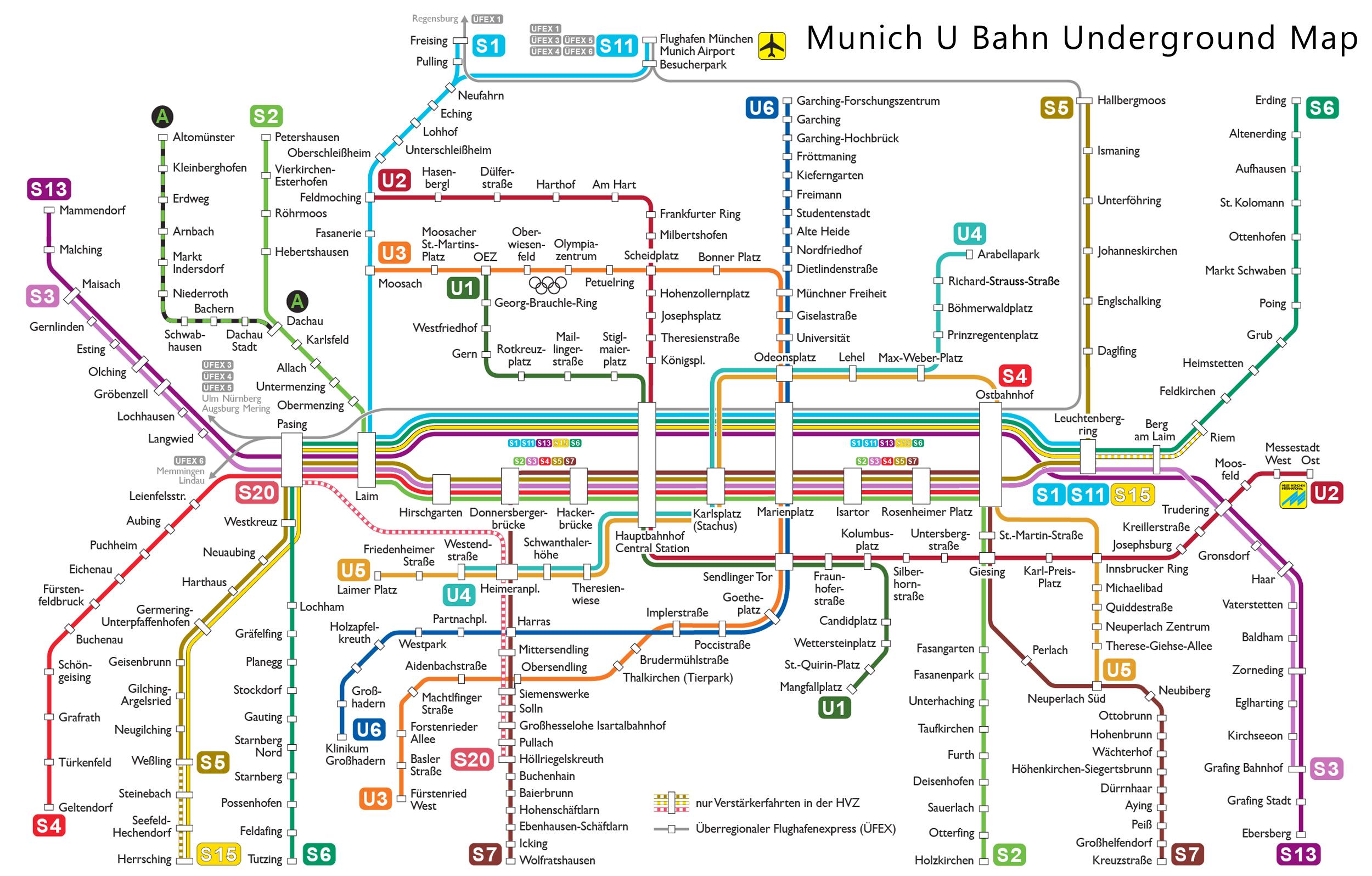 Munich U Bahn Map Munchen U Bahn Map Bavaria Germany